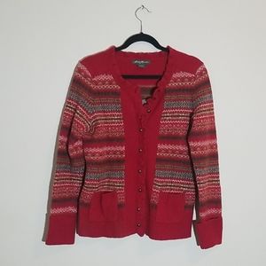 EDDIE BAUER Red Scandinavian Wool Blend Sweater
